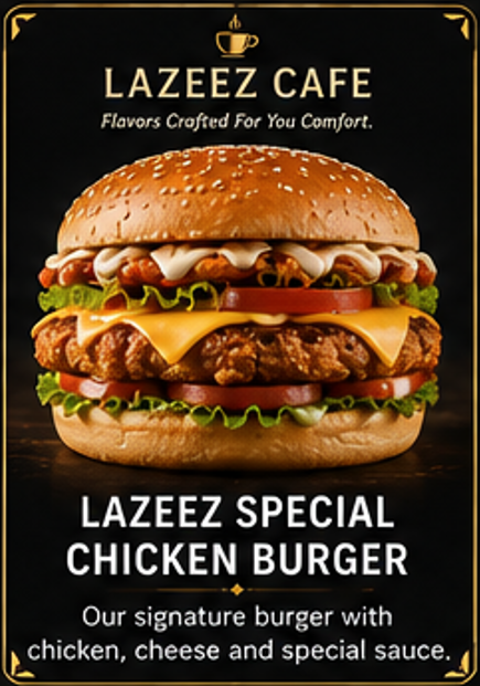 LAZEEZ SPECIAL CHICKEN BURGER